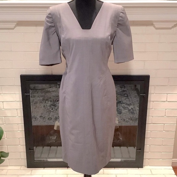 #215 Gorgeous Designer Amanda Wakeley Gray Wool/Silk Dress Size 10 - Picture 1 of 9